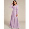 Společenské šaty dlouhé fialové šifonové dlouhý rukáv – Ever Pretty ES0106BFL