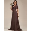 Společenské dlouhé šaty hnědé – Jessalyn (celkový pohled)