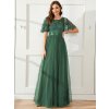 Společenské dlouhé šaty zelené eukalypt – Prisilla (celkový pohled)