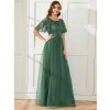 Společenské dlouhé šaty zelené eukalypt – Prisilla (detail sukně)