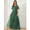 Společenské šaty dlouhé zelené tylové s áčkovou sukní – Ever Pretty EP00904EU