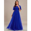 Společenské šaty dlouhé modré tylové s áčkovou sukní – Ever Pretty EP00904SB, prodává Modion.cz