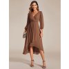 Společenské šaty midi hnědé šifonové s rukávy – Ever Pretty EG01926BN