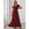 Společenské dlouhé šaty vínové červené – Fiora (celkový pohled)