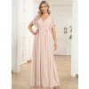 Společenské šaty dlouhé růžové šifonové jednoduché áčkové – Ever Pretty EE0164ABH, prodává Modion.cz