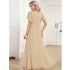 Společenské dlouhé šaty béžové – Fiora (zadní pohled)