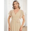 Letní šaty dlouhé béžové šifonové jednoduché áčkové – Ever Pretty EE0164ACH, prodává Modion.cz