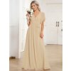 Společenské dlouhé šaty béžové – Fiora (celkový pohled)