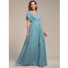 Plesové šaty dlouhé modré šifonové jednoduché áčkové – Ever Pretty EE0164ADB, prodává Modion.cz