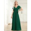 Šaty na svatbu dlouhé zelené šifonové jednoduché áčkové – Ever Pretty EE0164ADG