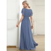 Společenské dlouhé šaty modrošedé – Fiora (zadní pohled)
