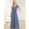 Plesové šaty dlouhé modré šifonové jednoduché áčkové – Ever Pretty EE0164ADN, prodává Modion.cz