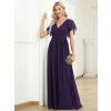 Plesové šaty dlouhé fialové šifonové jednoduché áčkové – Ever Pretty EE0164ADP, prodává Modion.cz