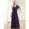 Společenské šaty dlouhé fialové šifonové jednoduché áčkové – Ever Pretty EE0164ADP, prodává Modion.cz