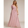 Plesové šaty dlouhé růžové šifonové jednoduché áčkové – Ever Pretty EE0164ADR, prodává Modion.cz