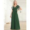 Šaty na svatbu dlouhé zelené šifonové jednoduché áčkové – Ever Pretty EE0164AEU