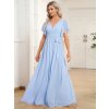 Plesové šaty dlouhé modré šifonové jednoduché áčkové – Ever Pretty EE0164AIB, prodává Modion.cz
