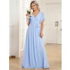 Společenské dlouhé šaty bleděmodré – Fiora (celkový pohled)