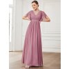Plesové šaty dlouhé růžové šifonové jednoduché áčkové – Ever Pretty EE0164AOD, prodává Modion.cz