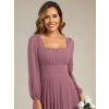 Elegantní šaty dlouhé růžové šifonové s plisováním – Ever Pretty ES02522OD