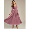 Plesové šaty dlouhé růžové šifonové s plisováním – Ever Pretty ES02522OD