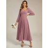 Šaty na svatbu dlouhé růžové šifonové s plisováním – Ever Pretty ES02522OD