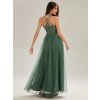 Společenské dlouhé šaty zelené eukalypt – Bellisima (zadní pohled)