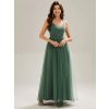 Společenské dlouhé šaty zelené eukalypt – Bellisima (celkový pohled)