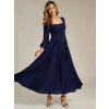 Společenské dlouhé šaty tmavě modré – Bellatrix (detail sukně)