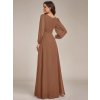 Večerní šaty dlouhé hnědé šifonové s dlouhým rukávem – Ever Pretty ES0106BES, prodává Modion.cz