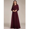 Společenské šaty dlouhé fialové šifonové s dlouhým rukávem – Ever Pretty ES0106BMU, prodává Modion.cz