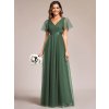 Společenské dlouhé šaty zelené eukalypt – Elodie (celkový pohled)