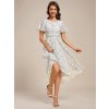 Společenské šaty krátké květinové šifonové s krátkým rukávem – Ever Pretty EG02053WV