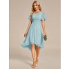 Společenské šaty krátké modré šifonové s krátkým rukávem – Ever Pretty EG02053BL