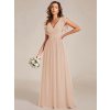 Společenské dlouhé šaty tělově růžové – Raffaela (pohled zepředu)