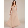 Společenské dlouhé šaty tělově růžové – Raffaela (celkový pohled)