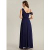 Společenské dlouhé šaty tmavě modré – Christiana (pohled zezadu)