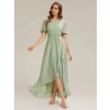Společenské midi šaty mátově zelené – Noor (pohled zepředu)