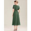 Společenské midi šaty eukalyptově zelené – Solenne (pohled zezadu)