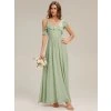 Společenské dlouhé šaty mátově zelené – Capri (přední pohled)