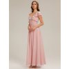 Společenské dlouhé šaty růžové – Capri (celkový pohled)