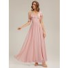 Společenské dlouhé šaty růžové – Capri (boční pohled)