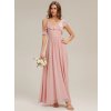 Společenské dlouhé šaty růžové – Capri (přední pohled)