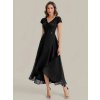 Společenské midi šaty černé – Aurielle (přední pohled)