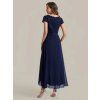 Společenské midi šaty tmavě modré – Aurielle (zadní pohled)