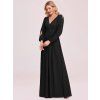 Plesové černé dlouhé šaty s rukávy EE00466BK
