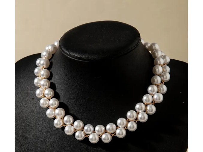 Perlový náhrdelník - zlatá