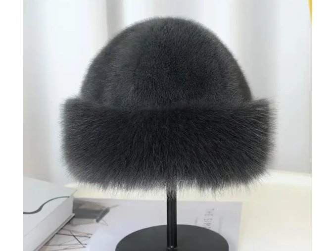 TOP kožešinová čepice šedivá