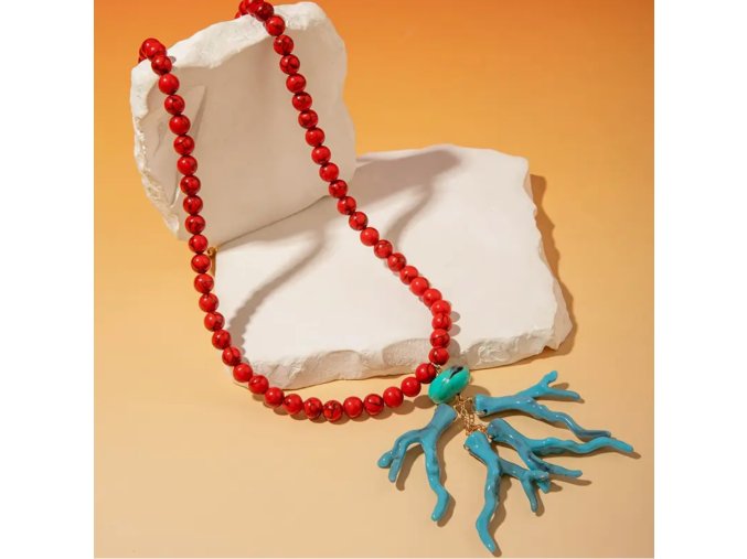 Náhrdelník s korálem - modrý