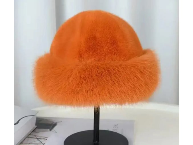 TOP kožešinková čepice oranžová